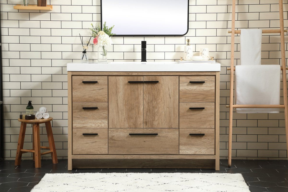 Walker Natural Oak-Light Bathroom Vanity, Natural Oak, 48"