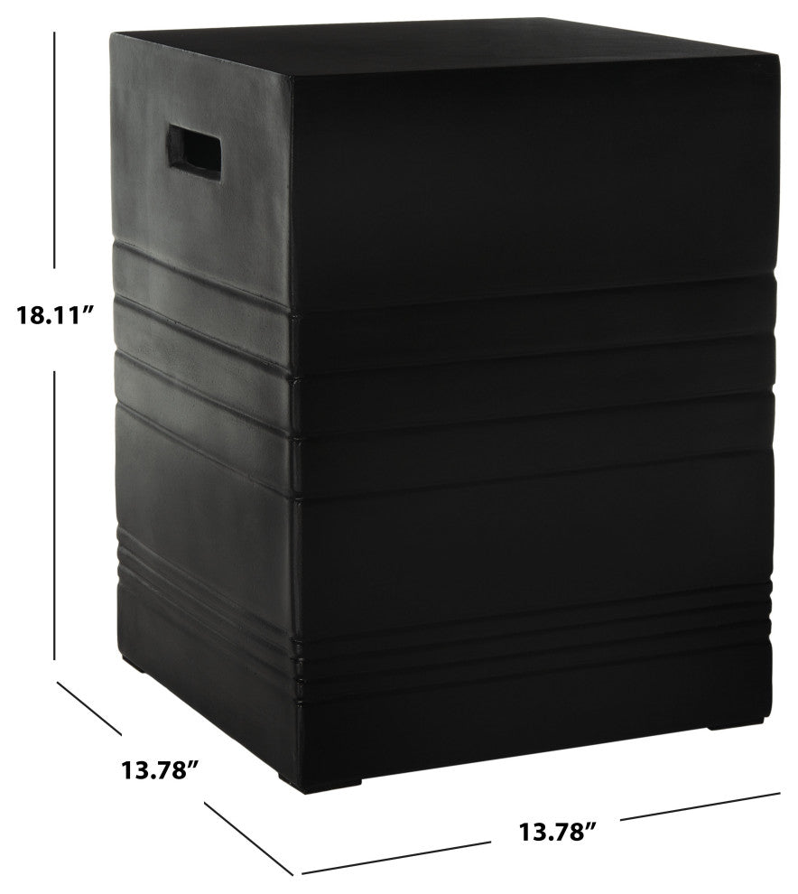 Safavieh Indoor-Outdoor Deidara Concrete Accent Stool, Black
