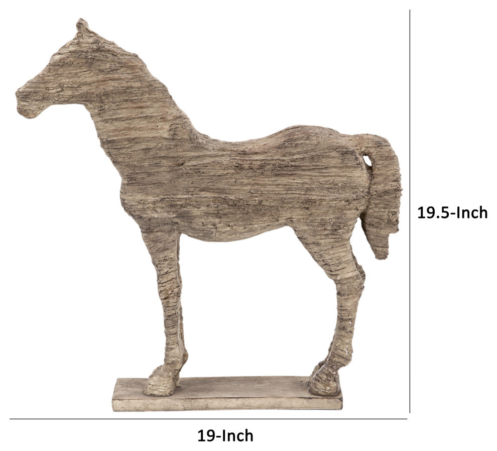 Benzara BM285572 20" Accent Decor Figurine Standing Horse, Natural Wood Finish