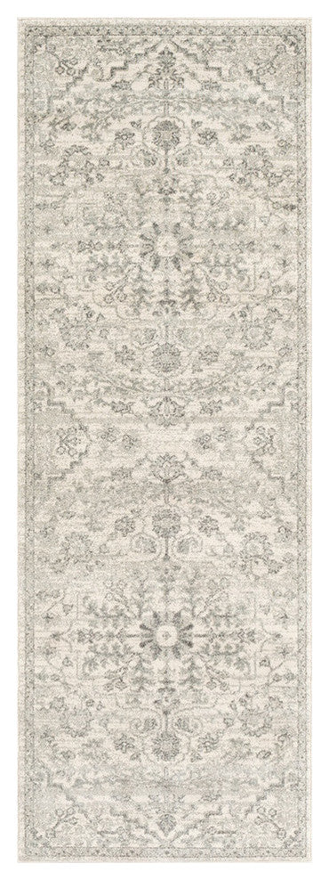 Harput Updated Traditional Light Gray, Charcoal Area Rug, 2'7"x7'3" Runner