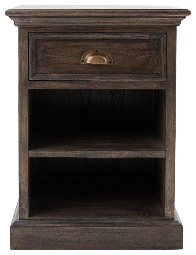 Black Wash Nightstand With Shelves