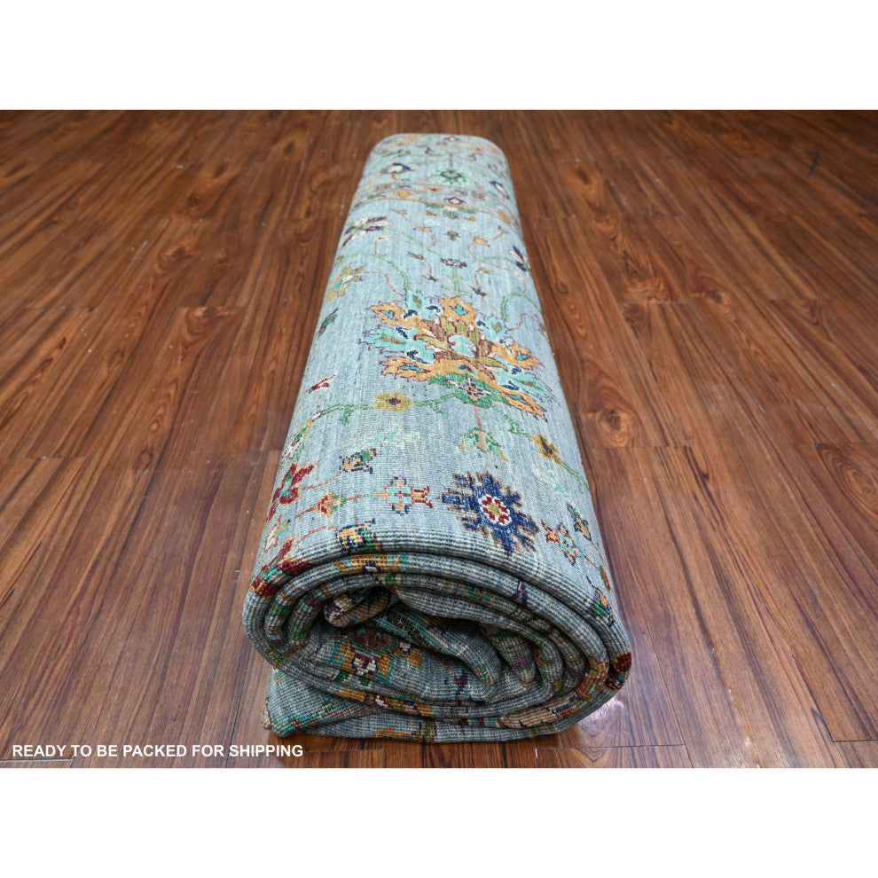 Gray Sultani Motifs Tabriz All Over Design Hand Knotted Oriental Rug 8'9"x11'10"