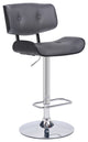 Adjustable Swivel Gray Faux Leather and Black Wood Bar Stool With Chrome Base