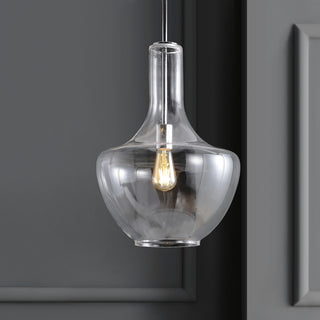 Watts 10.5" Glass, Metal LED Pendant, Chrome/Clear, Width: 13.25"