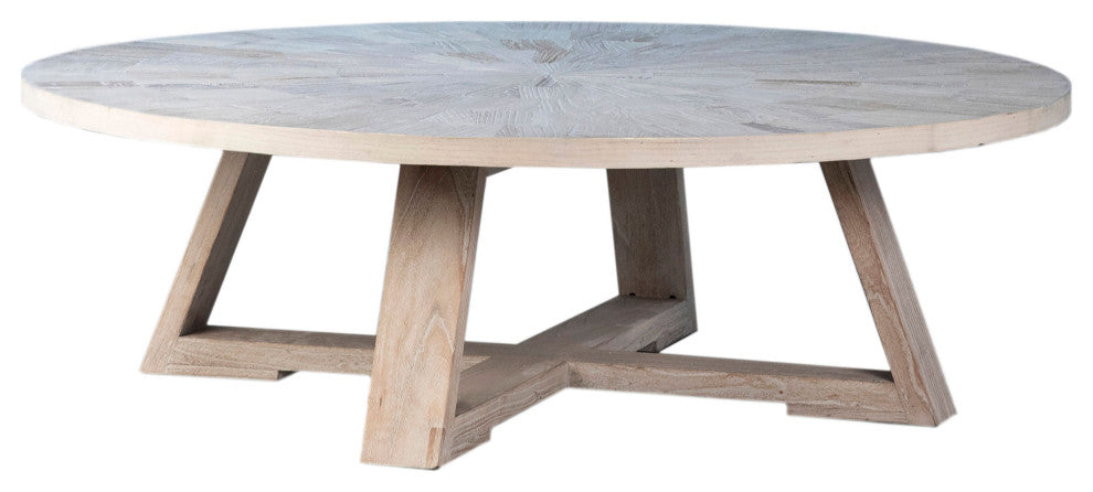 Evan 52" Round Reclaimed Elm Pedestal Coffee Table
