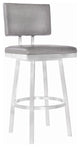 30" Vintage Gray on Stainless Faux Leather Rectangular Swivel Armless Barstool