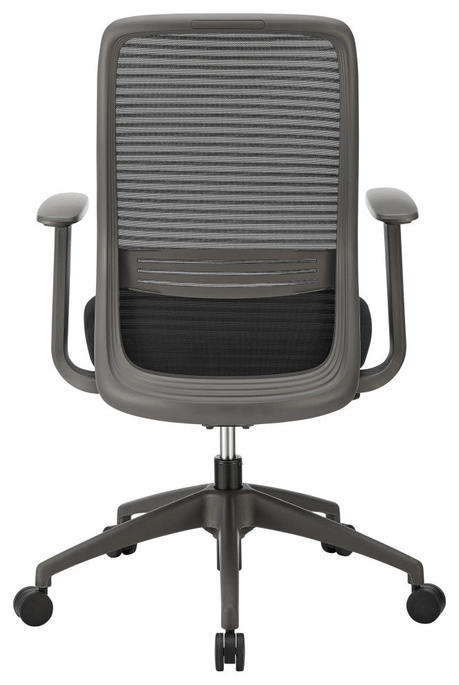 Kasper Mid-Back Office Chair, Black Mesh Back and Black Fabric Seat