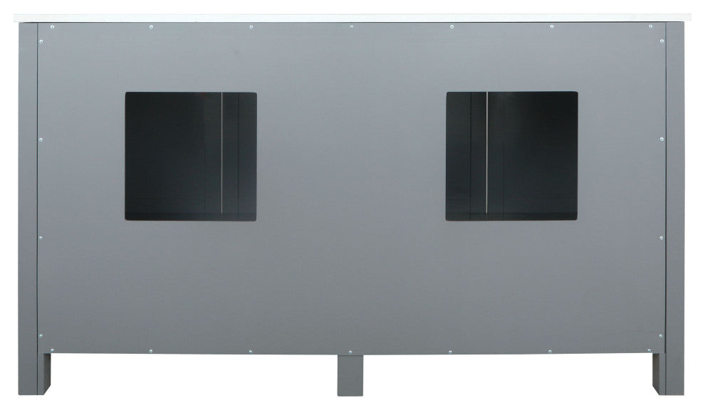 Ziva 60 Dark Grey DB Vanity, Cultured Marble Top, Sink, 22 Mirrors, Faucet