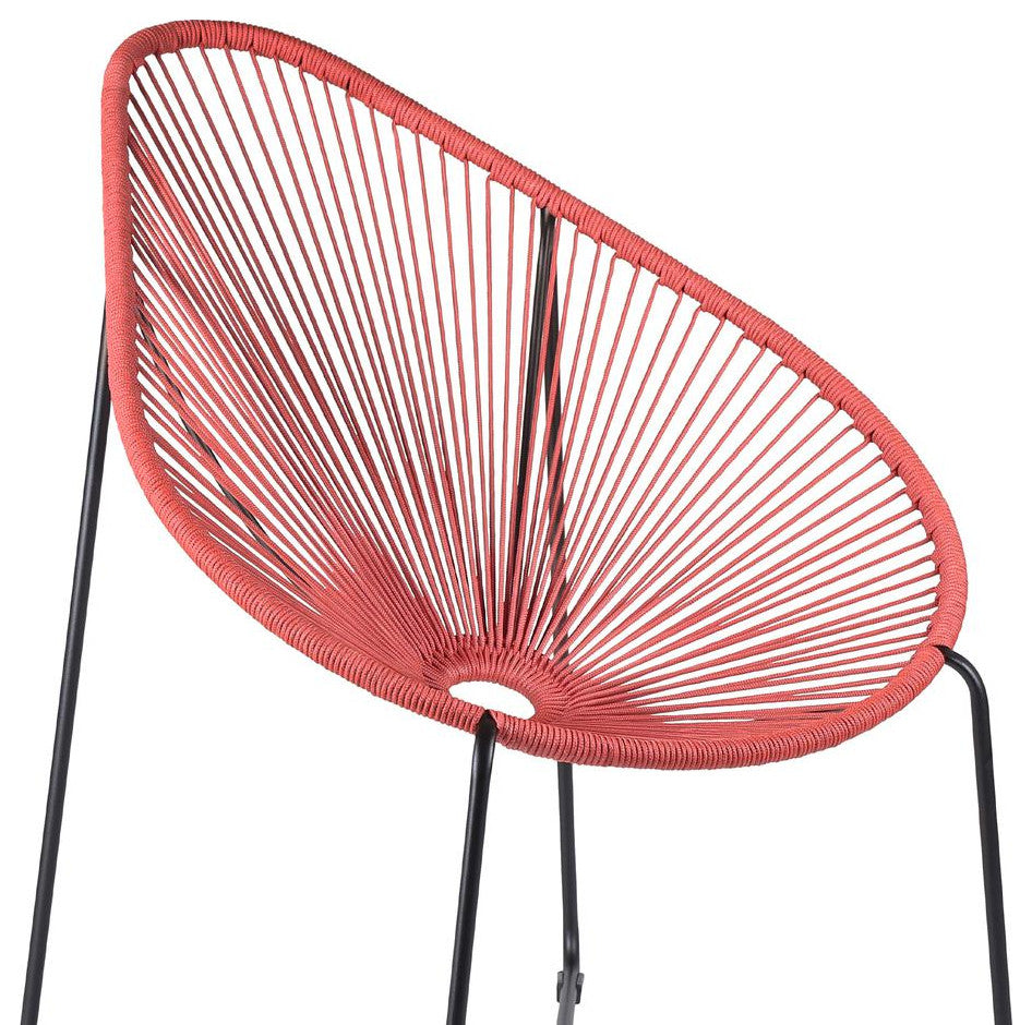 Acapulco Indoor Outdoor Steel Papasan Lounge Chair with Brick Red Rope