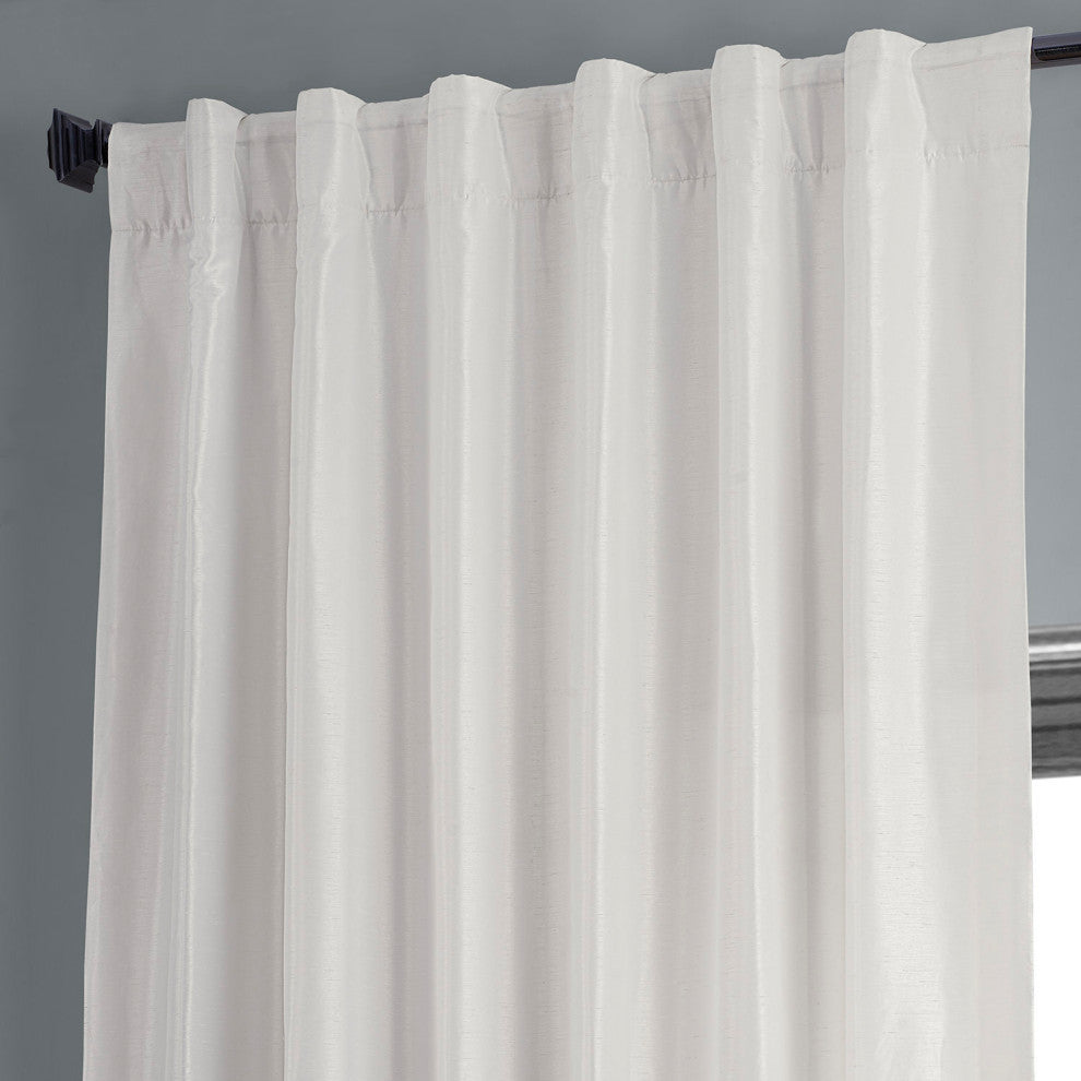 Off White Textured Vintage FauxDupioni Silk Curtain Single Panel, 50"x120"