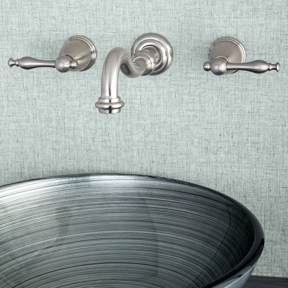 Kingston Brass Wall Mount Bathroom Faucet, Brushed Nickel