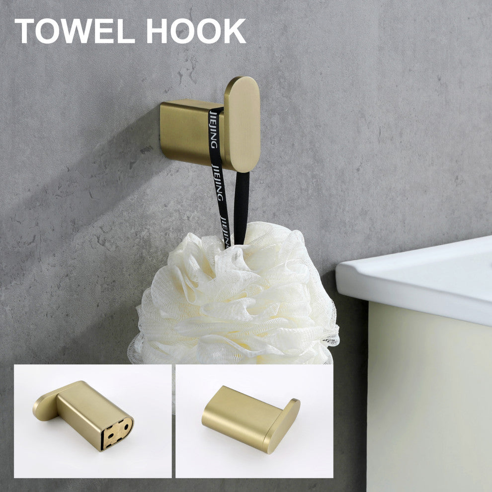 4-Piece Bathroom Wall Mount Towel Rack Set, Brushed Gold