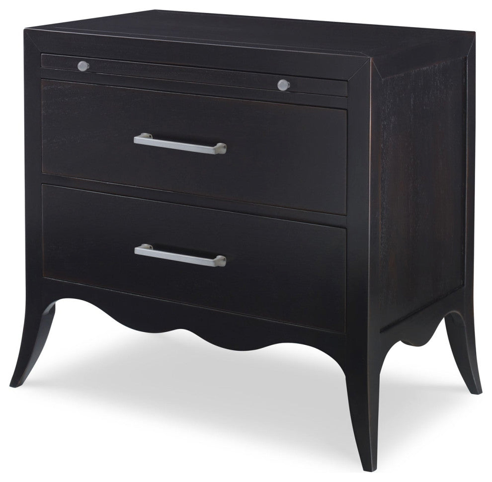 Ambella Home Collection - Beatrix Nightstand (Large) - Hand Rubbed Raven
