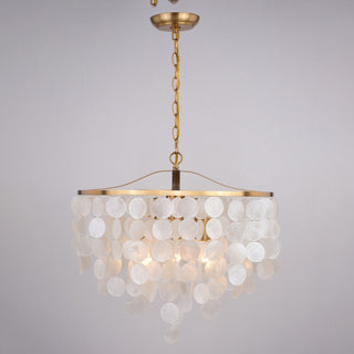 Vaxcel Lighting P0394 Elsa 20"W 3 Light Capiz Shell Pendant - Natural Brass