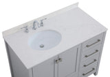 Iris 42" Single Bathroom Vanity, Gray With Backsplash
