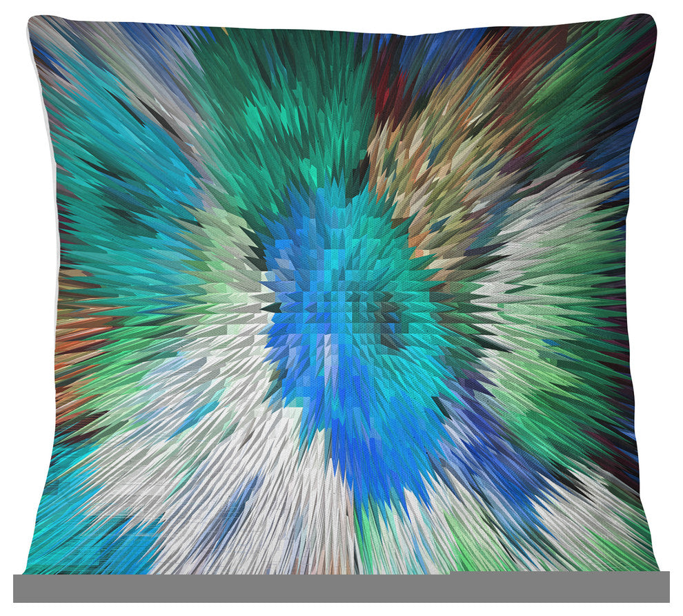 Extrusive 3D Fabric Flowers Blue Floral Throw Pillow, 18"x18"
