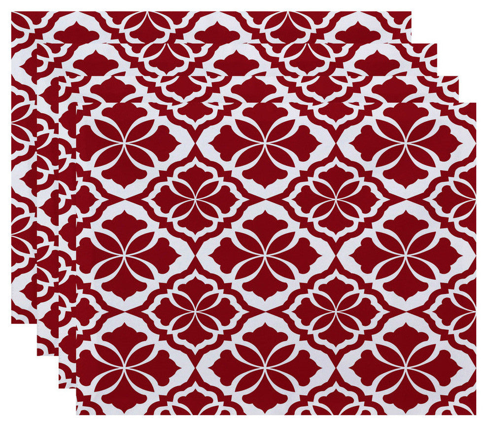 Ceylon, Geometric Print Placemat, Red