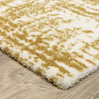 Greer Modern Distressed Etchings Gold/ Ivory Area Rug, 5'3" x 7'6"