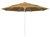 11' Fiberglass Umbrella With White Frame, Straw, 11'