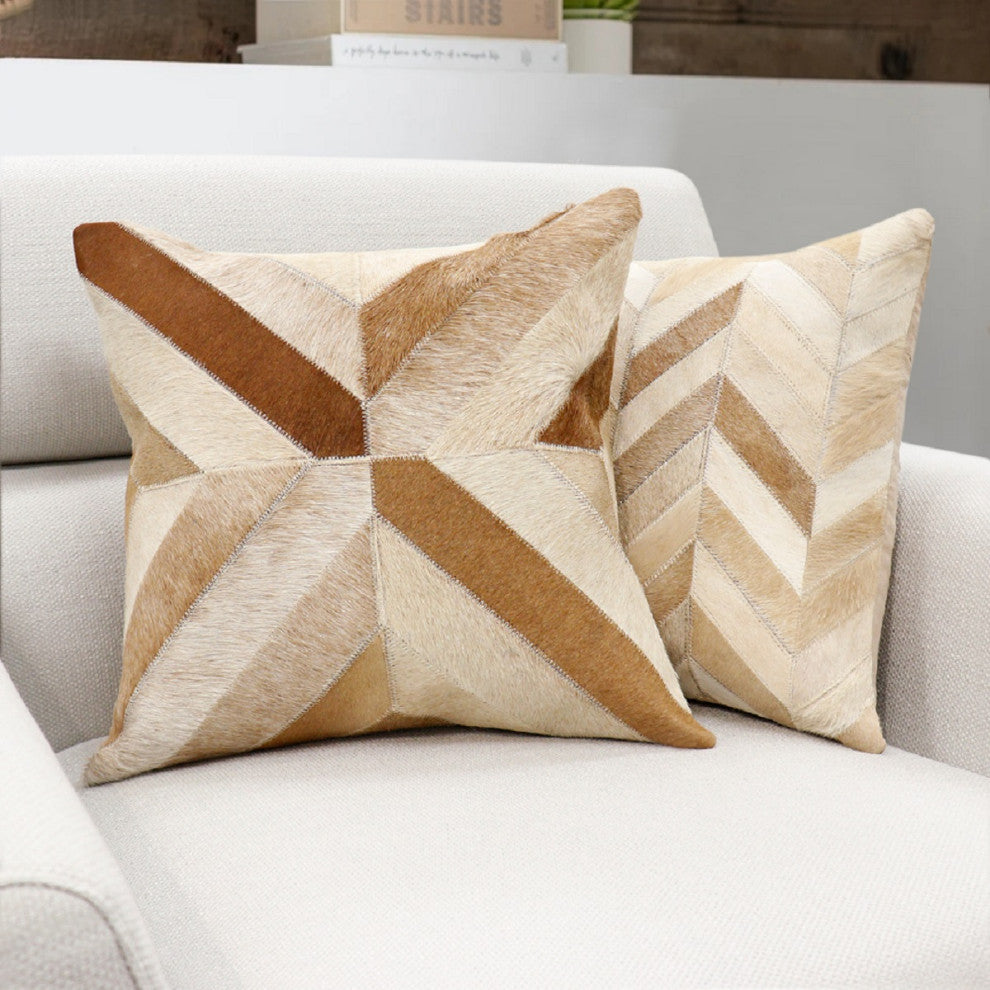 Safari Cowhide L. Brown/Ivory Decorative Pillow