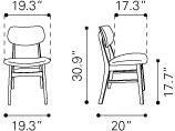 Zuo Modern Midtown Dining Chair Dove Gray, Set of 2