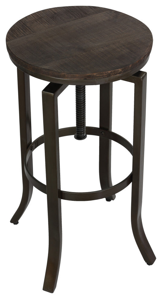 Bare Decor Dartanyan Solid Wood Adjustable Height Counter Stool, Brown 14" Seat