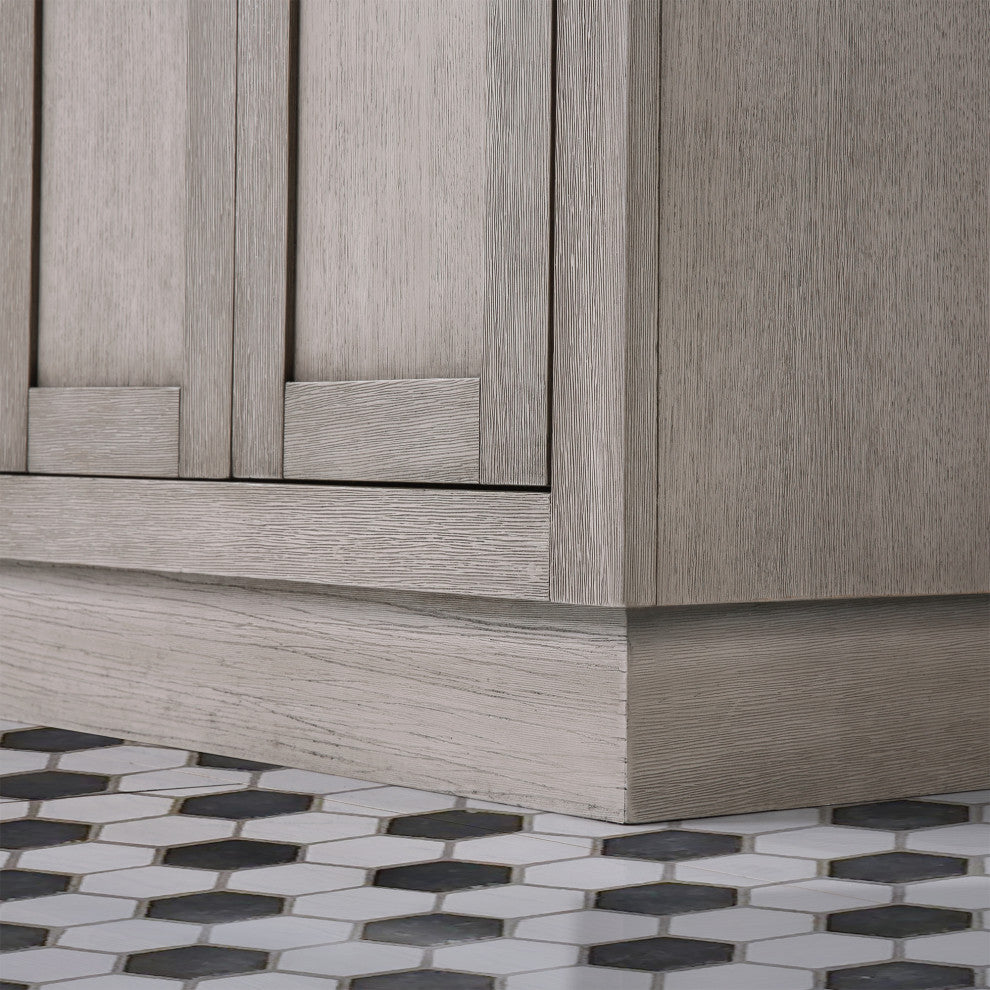 Chestnut 60" Bath Vanity, Grey Oak, Vanity With Mirror(s) With Oil-Rubbed Bronze Finsih Hardware