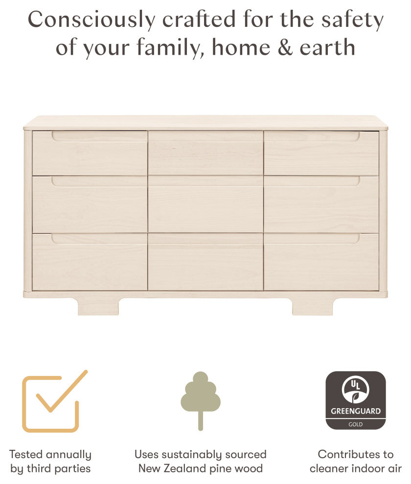 Yuzu 9-Drawer Assembled Dresser, Washed Natural