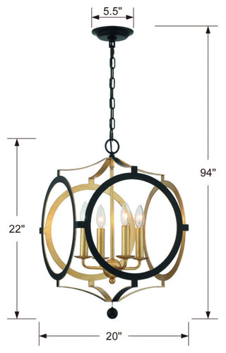 Odelle 4 Light Black and Gold Chandelier