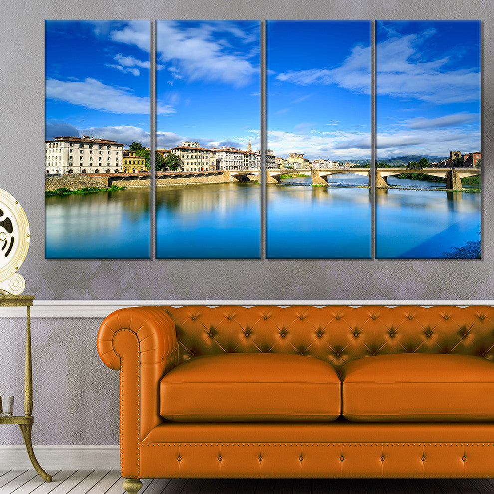"Ponte Alle Grazie Florence Italy" Seashore Wall Art, 4 Panels, 48"x28"
