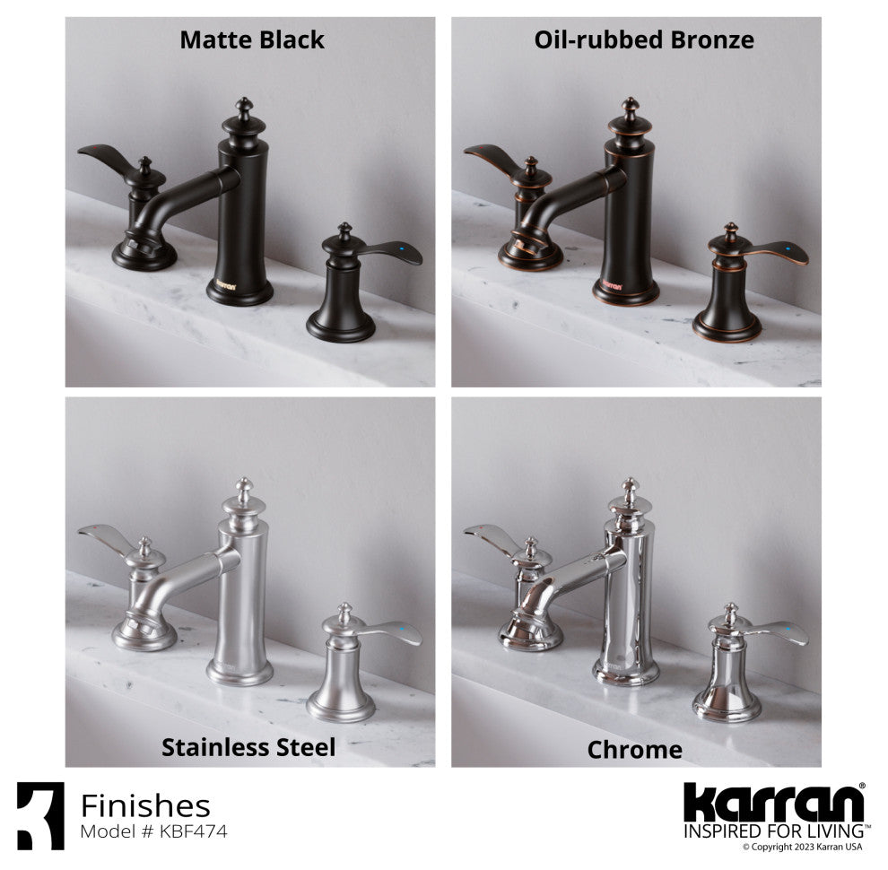Karran 2-Handle 3-Hole Widespread Faucet With Pop-up Drain, Oil Rubbed Bronze