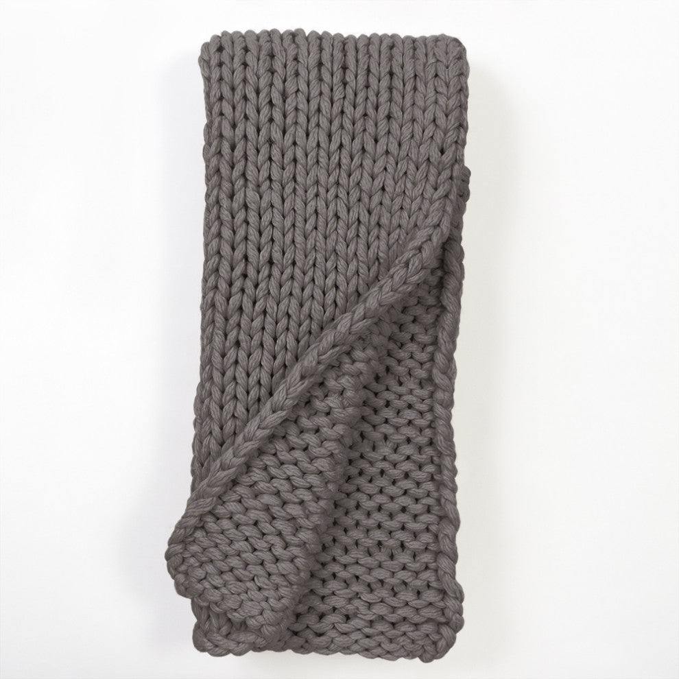 Zage Cable Knit Throw, Grey