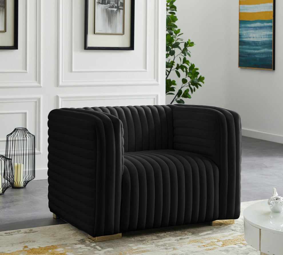 Ravish Velvet Upholstered Chair, Black, Chair