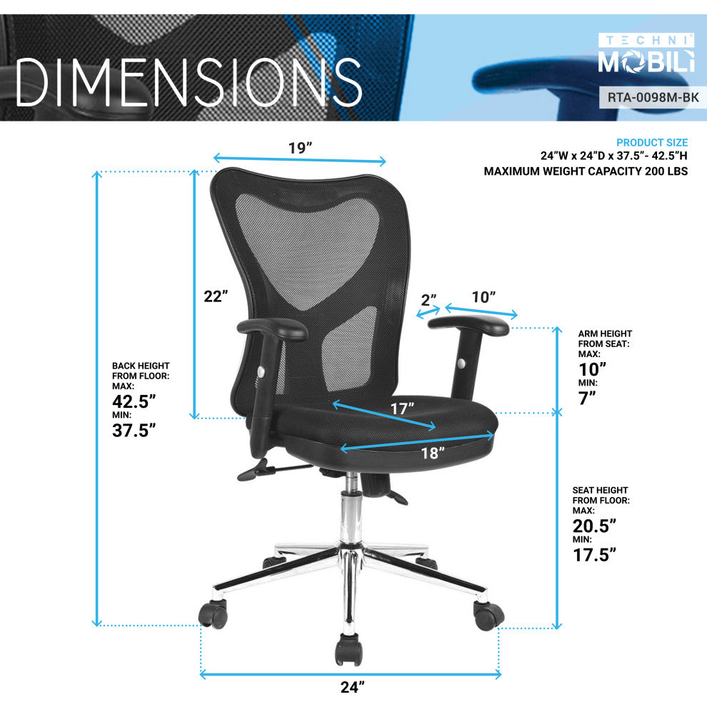 Techni Mobili High-Back Mesh Task Chair