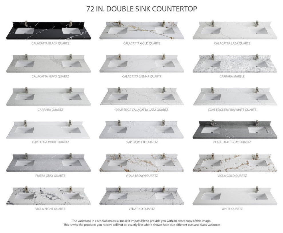 Chicago 72" Double Sink Bathroom Vanity, Fine Grain 2" White Quartz