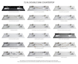 Chicago 72" Double Sink Bathroom Vanity, Fine Grain 2" White Quartz