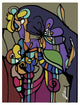 "Stained Glass Bouquet" Digital Paper Print by Joan Elan Davis, 20"x26"