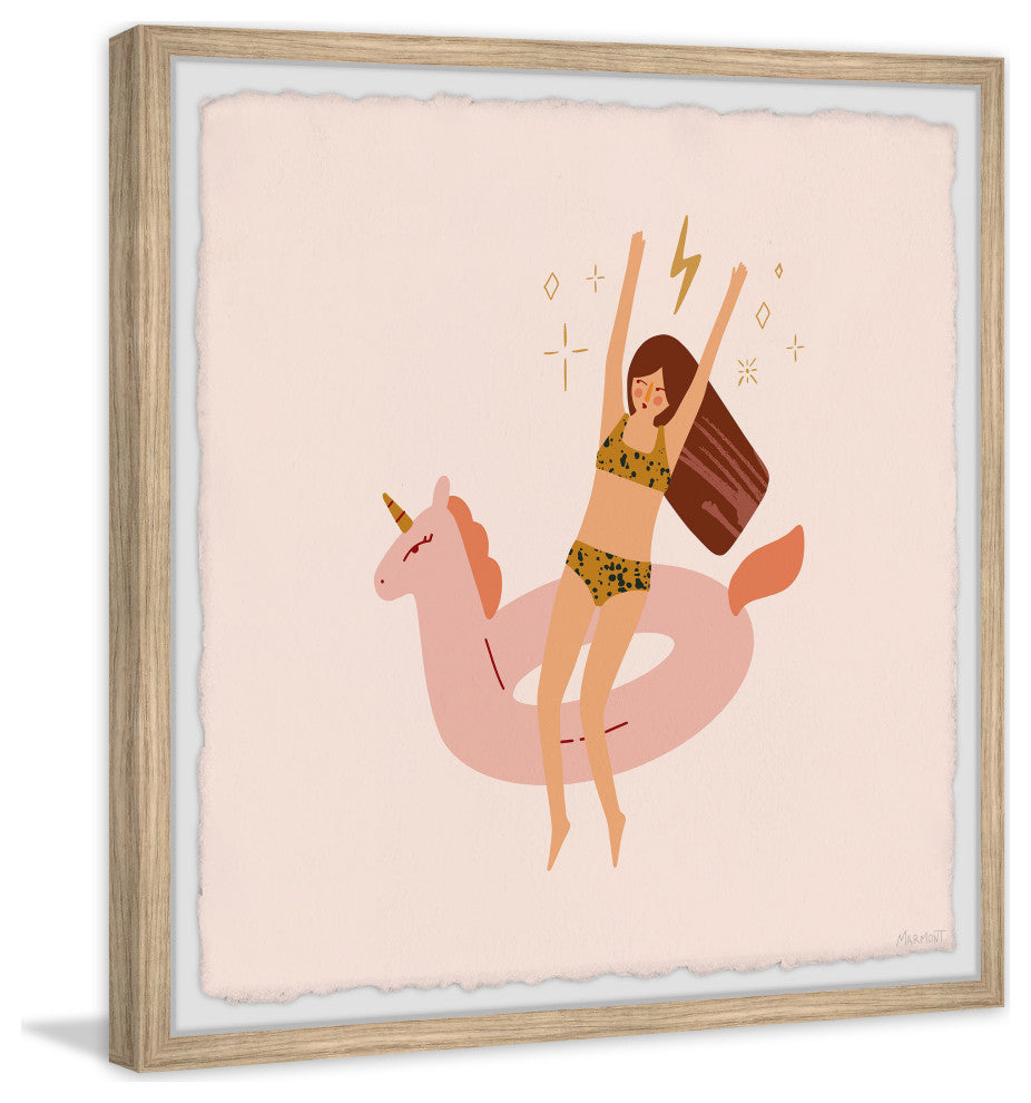 "Unicorn Floater" Framed Painting Print, 12x12