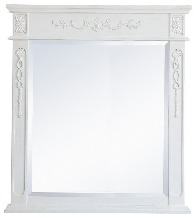 Elegant VM13236AW Wood Frame Mirror 32"X36", Antique White