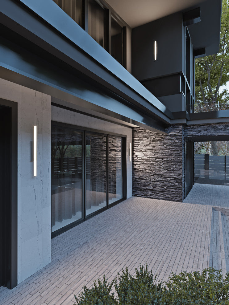 Gale 36" Outdoor LED Sconce, Textured Gray