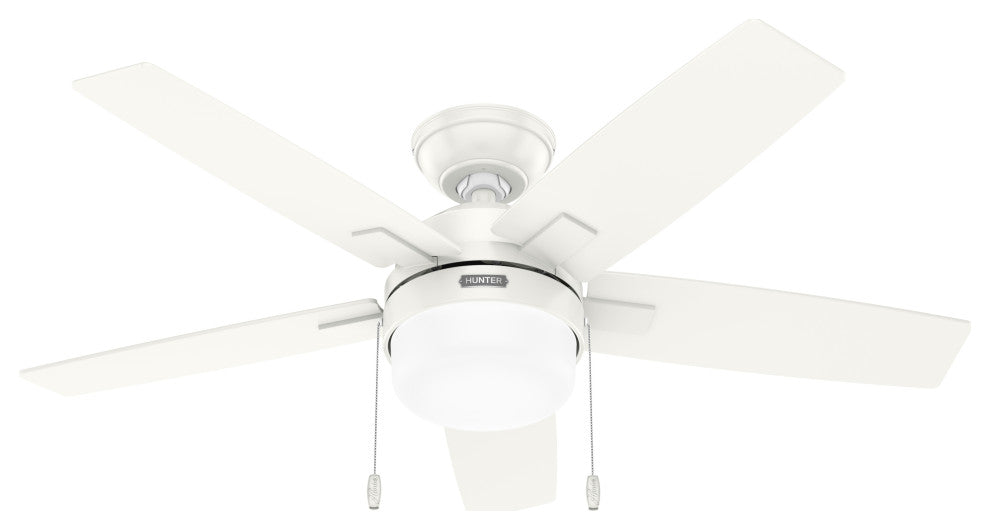 Hunter 44" Anisten Fresh White Ceiling Fan, LED Kit, Pull Chain