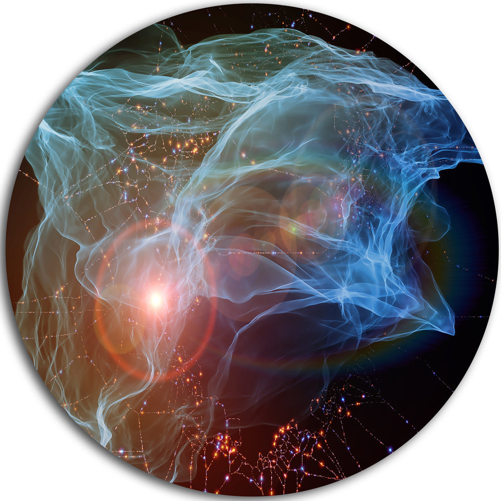 Light Blue Lights Of Network, Abstract Digital Art Round Wall Art, 23"