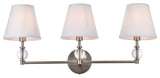 Beau 3-Light Bath Sconce, Satin Nickel With White Fabric Shade