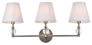 Beau 3-Light Bath Sconce, Satin Nickel With White Fabric Shade