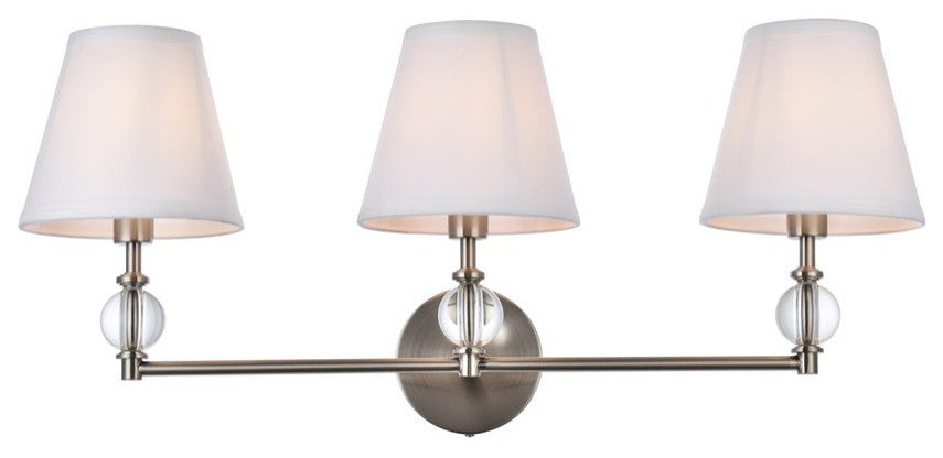 Beau 3-Light Bath Sconce, Satin Nickel With White Fabric Shade