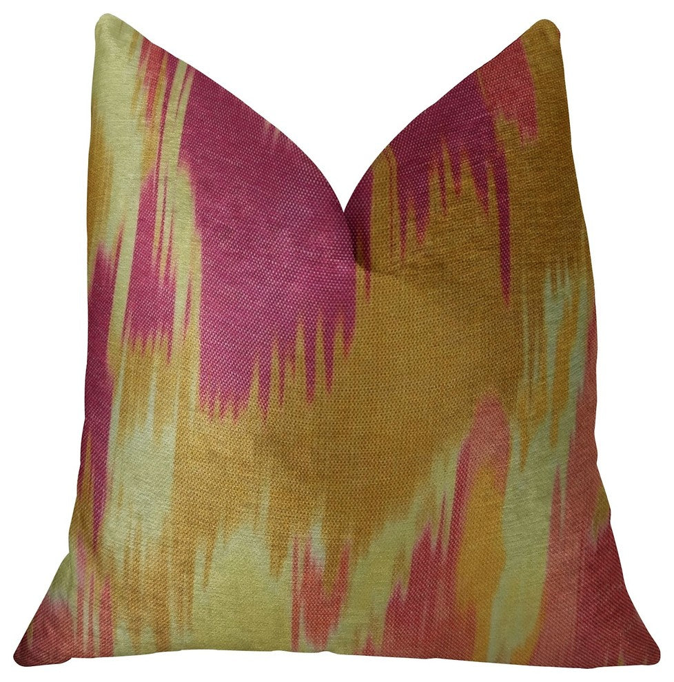 Electra Magenta Orange and Cream Handmade Luxury Pillow, 22"x22"