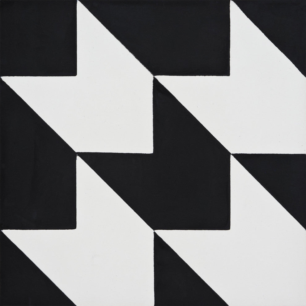 Oujda Handmade Cement Tile, Black/White, Sample