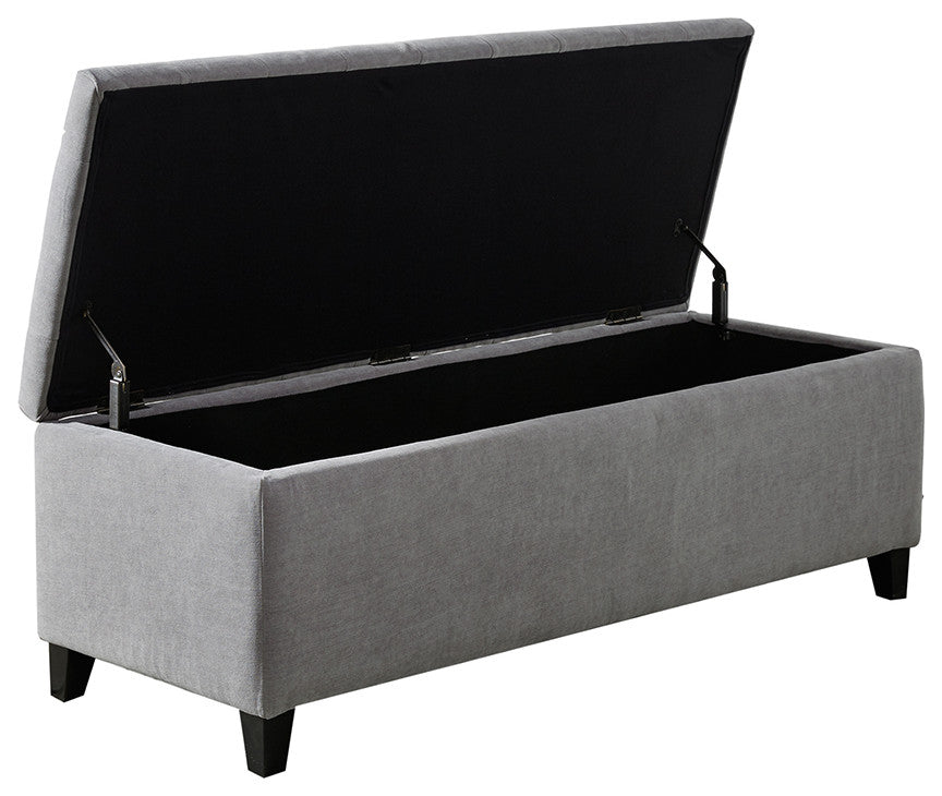 Madison Park Shandra Upholstered Soft Close Storage Bench, Light Gray