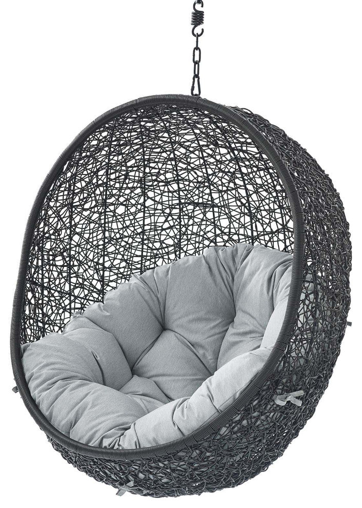 Swing Lounge Chair, Sunbrella, Black Gray, Modern, Outdoor Patio Bistro