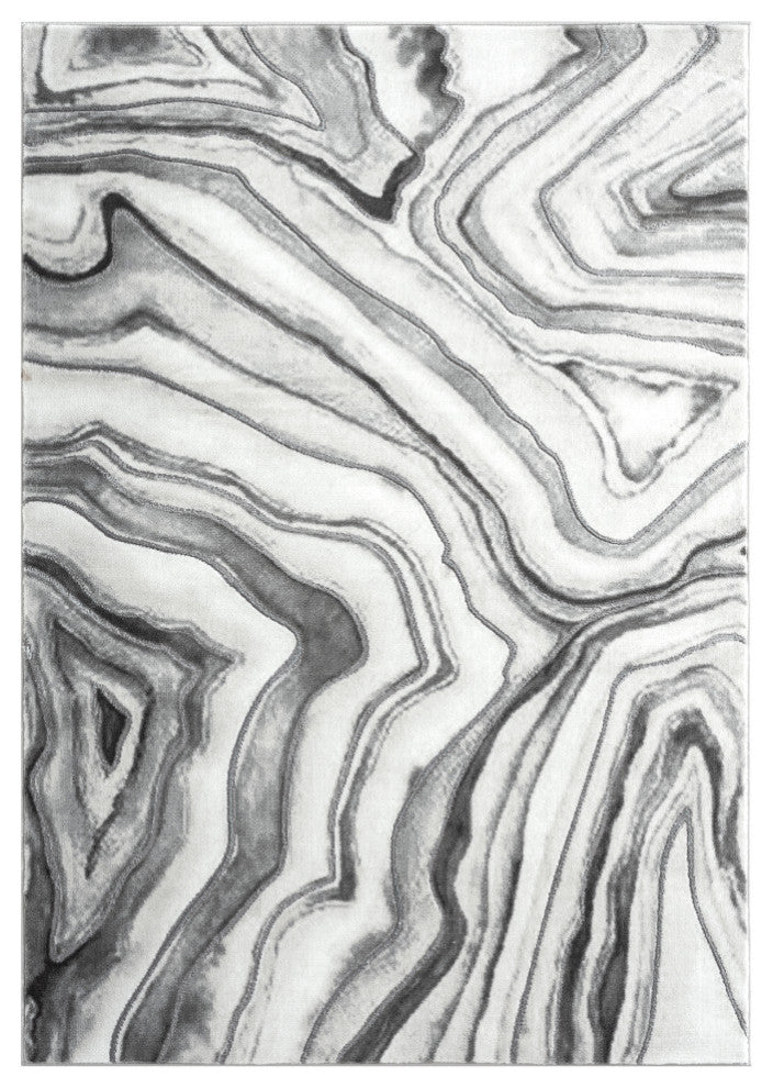 Abani Luna LUN190A Contemporary Grayscale Abstract Agate Area Rug